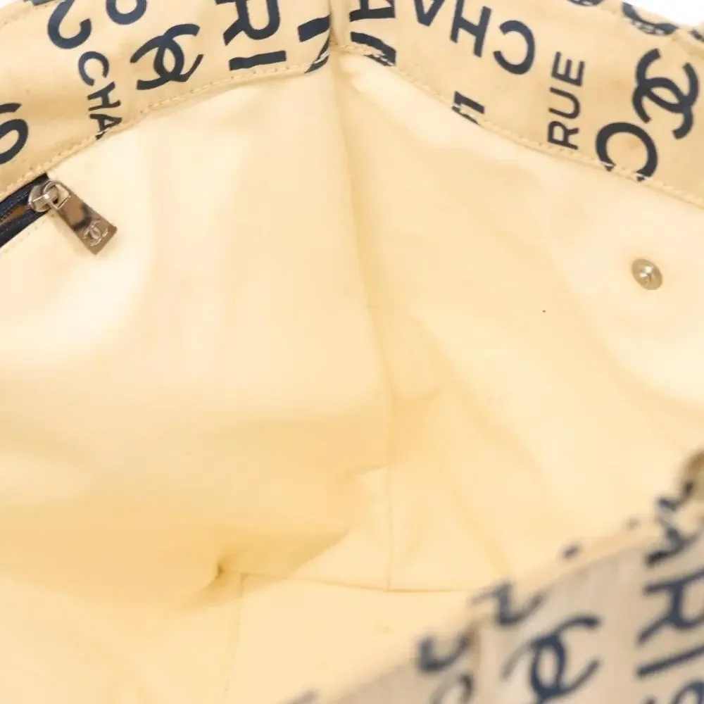 Chanel Canvas Bysy Line Tote Bag White
